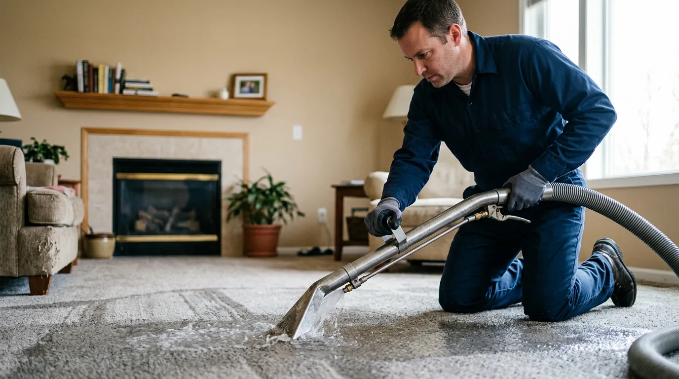 Water damage restoration technician working near Oak Park, CA